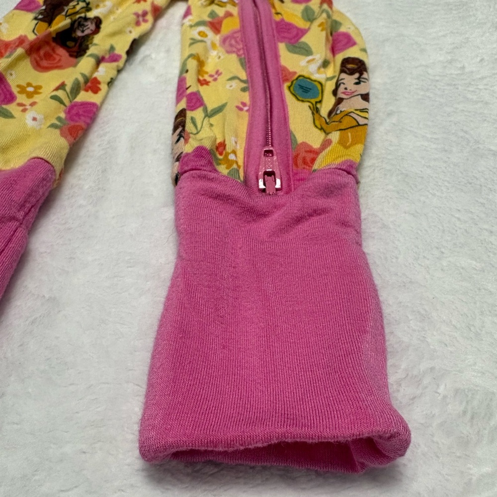 Disney Little Sleepies Belle Zippy 0-3M Bamboo Sleeper Rare Print VGUC - Picture 5 of 6